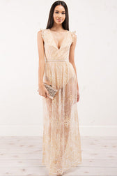 Lace Backless Sparkle Dress - View 2