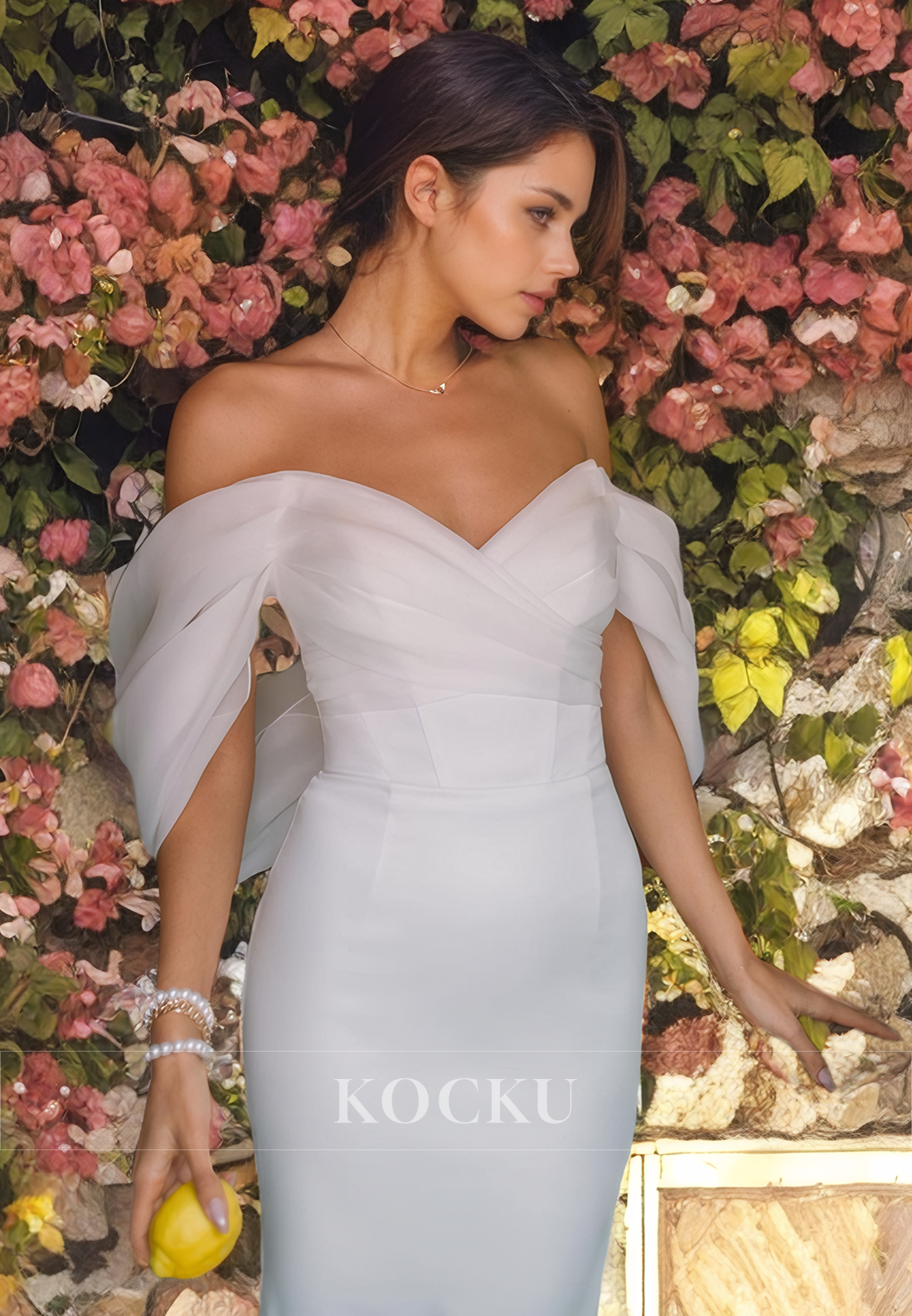 Elegant & Simple Off-Shoulder Mermaid Satin Wedding Dress