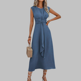 Cap Sleeve Knot Front A-Line Midi Dress 3