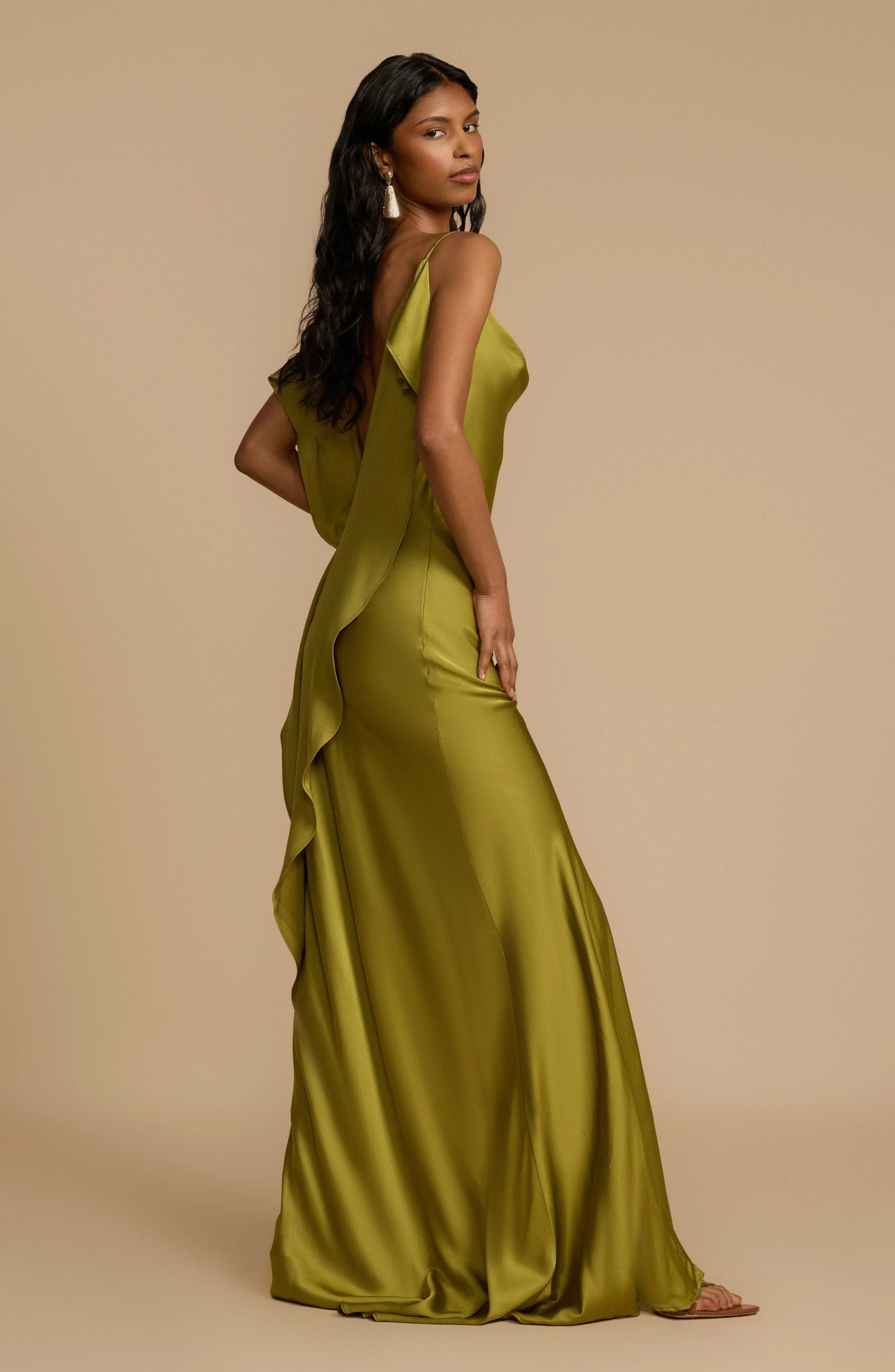 Satin Cowl Neck High Split Slip Maxi Dress 3