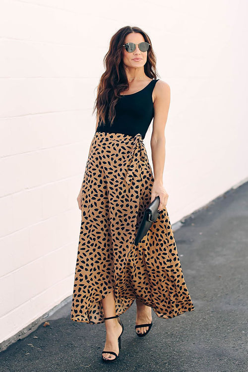 Modern Femme Printed Maxi Skirt - 3 Colors Brown