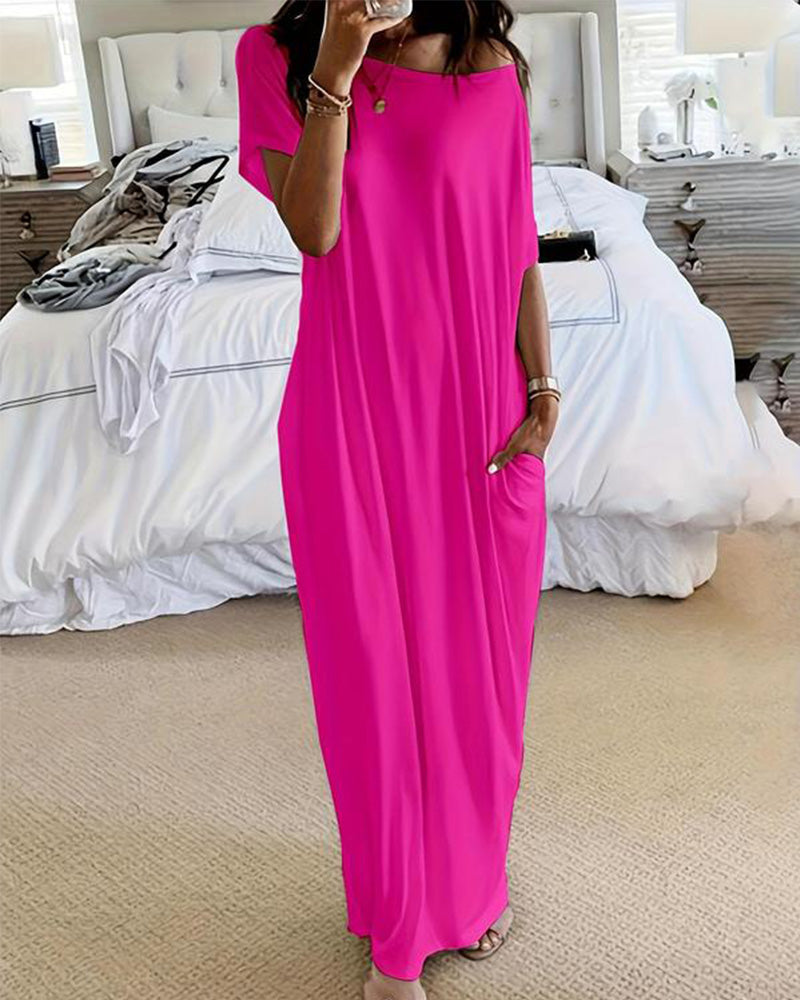 Batwing Sleeve Off Shoulder Maxi Dress