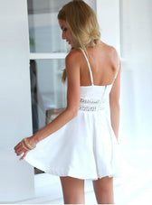 V Neck Crochet Lace Skater Dress With Waist Strap S / Black Dresses