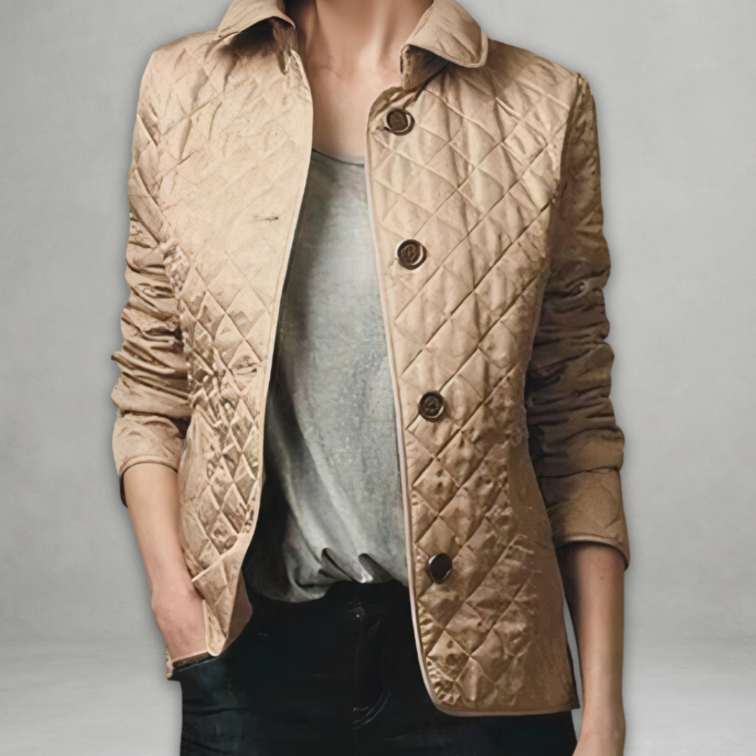 Diamond Quilted Button Front Collared Jacket