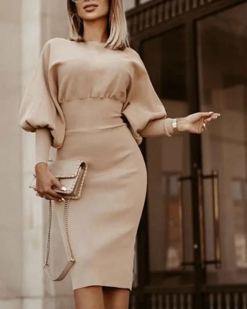 Luxe Naomi Midi Dress with Puff Sleeves Everyday Edit