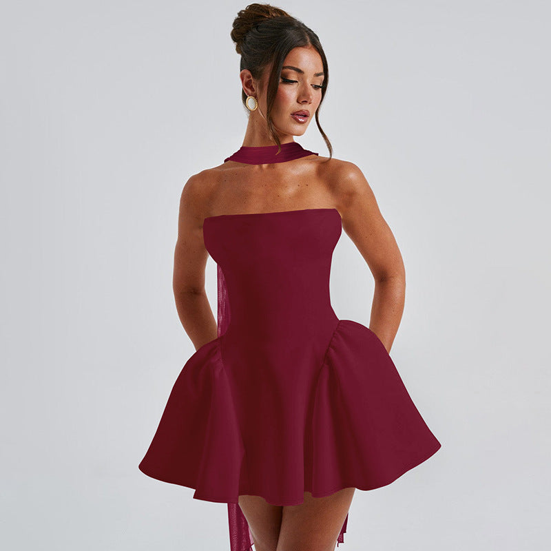 Skylene Mini Dress - Maroon