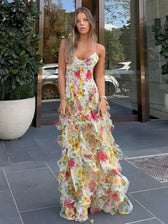 Colorful Spaghetti Strap Floral Dress
