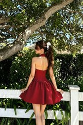 Low-Back Ruffle Mini Party Dress