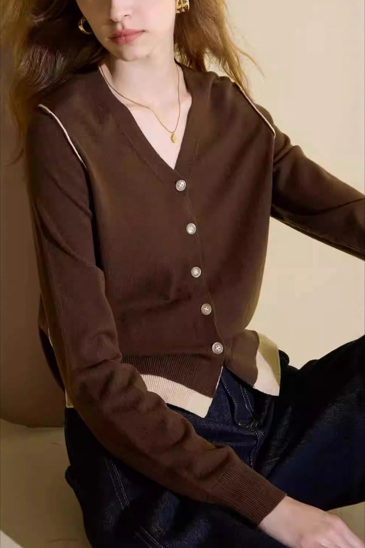 Vintage Maillard Thin Wool Cardigan