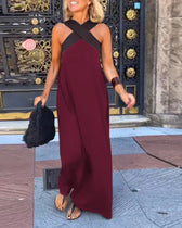 Cross Front Halter Neck Sleeveless Maxi Dress 5