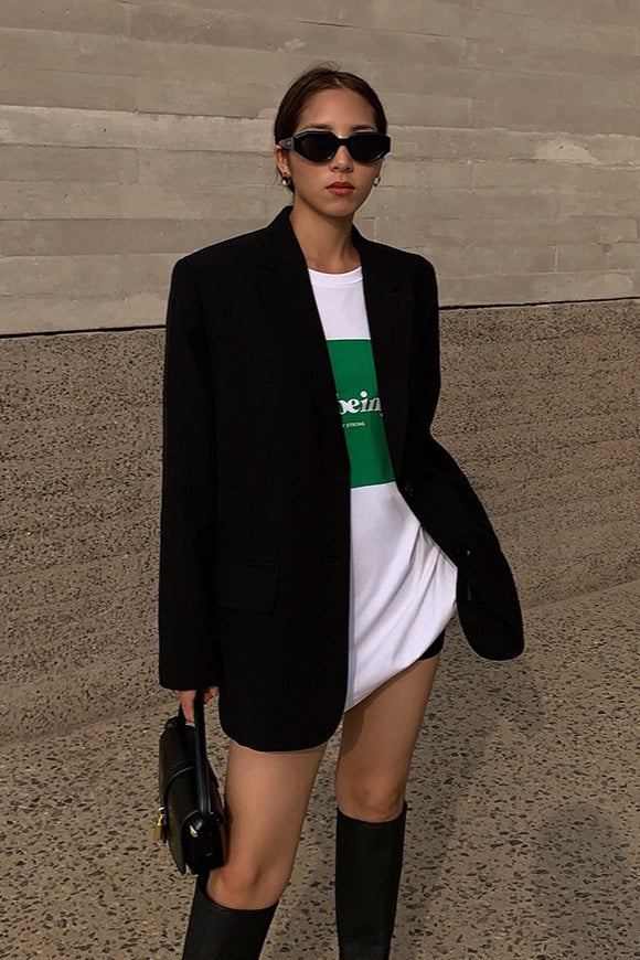 Black Slouchy Retro Style Blazer