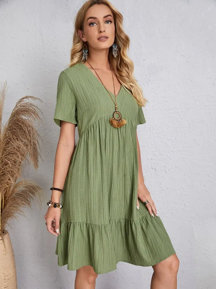 Malin Luxe V Neck Dress Chic Silhouette Collection