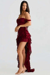 Lace Ruffle Off Shoulder Midi Dress 5