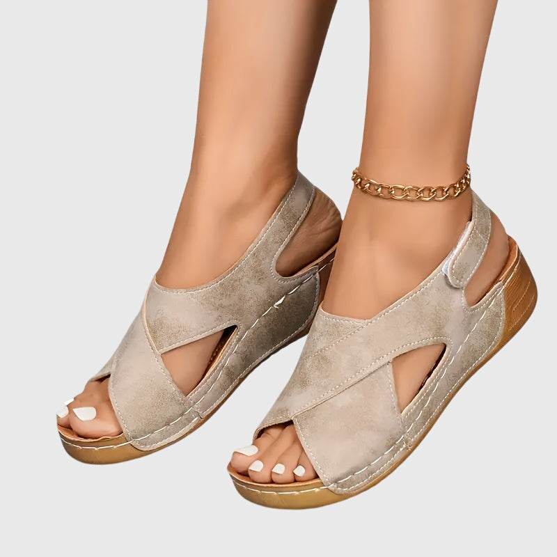 Cross Strap Slingback Wedge Sandals