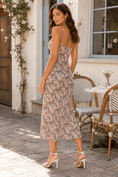 Spaghetti Strap Midi Slim Floral Dress
