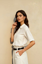 Linen V Neck Minimalist Blouse