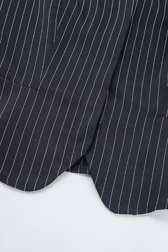 Striped Halter Two Piece Blazer Skirt Set