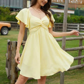 Sweetheart Flutter Sleeve Twist Front A-Line Mini Dress 9