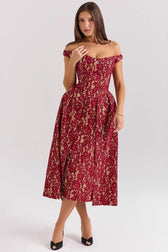Chic Off Shoulder Backless Slim Waist Printed Cocktail Dress 4