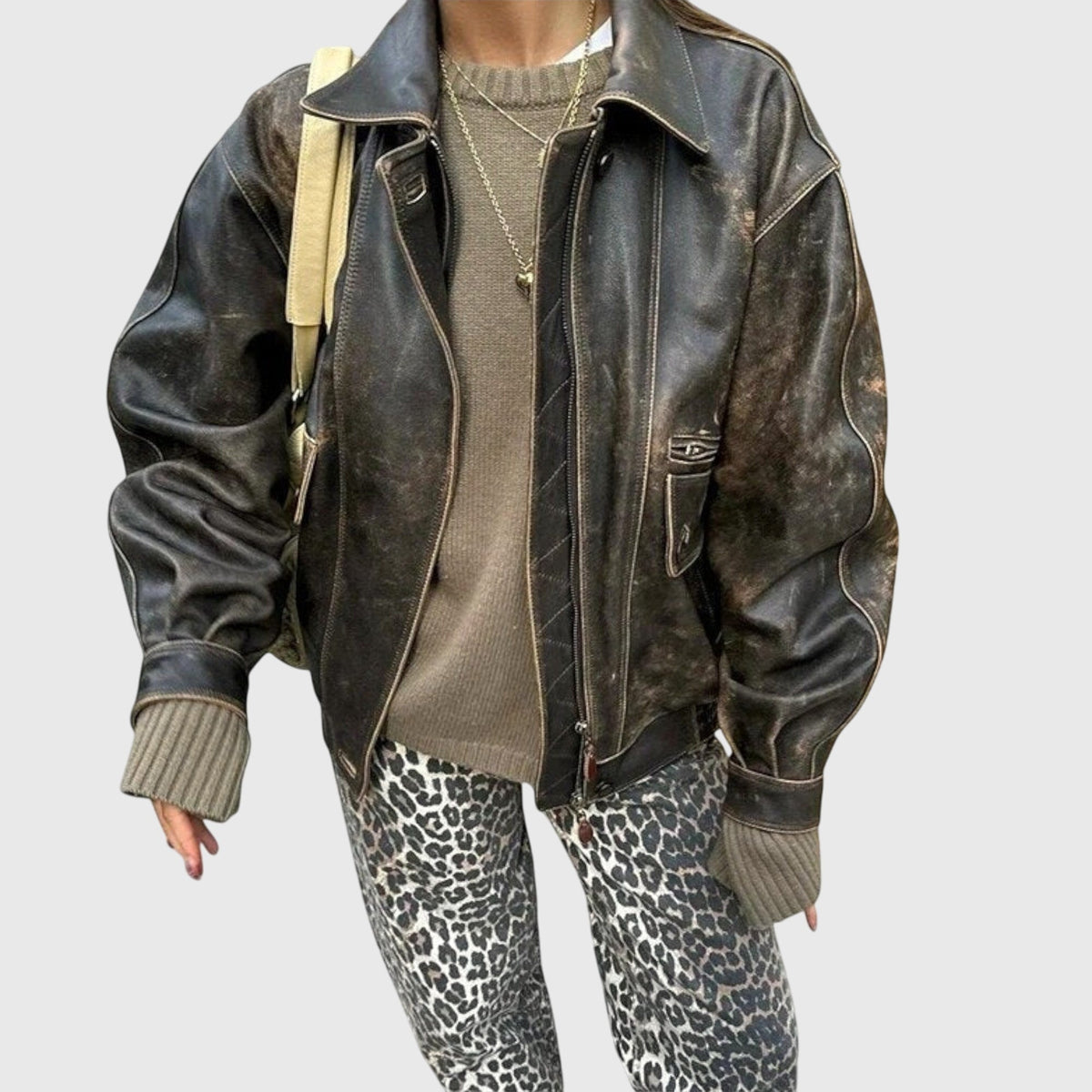 Leopard Print High Waist Tapered Jeans