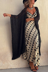 Exclusive Melody Satin Ethnic Print Smocked Back Midi Dress - View 5