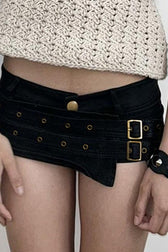 Asymmetrical Hardware Low Waist Shorts