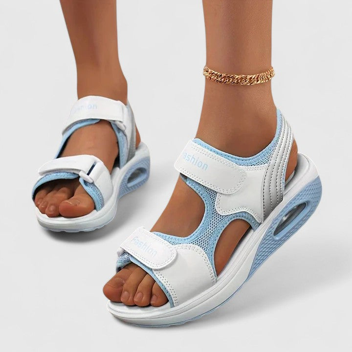 Open Toe Dual Strap Air Cushion Platform Sandals