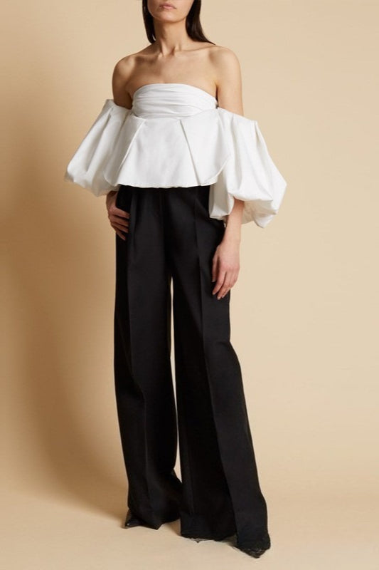High Waist Pleated Front Wide Leg Floor Length Trousers