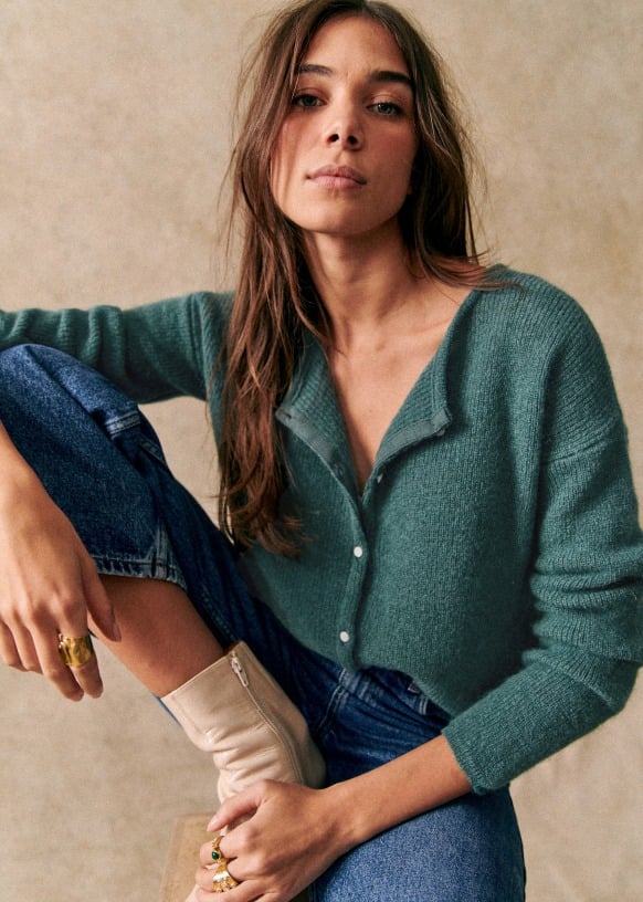 V-Neck Long Sleeve Button Front Knit Cardigan