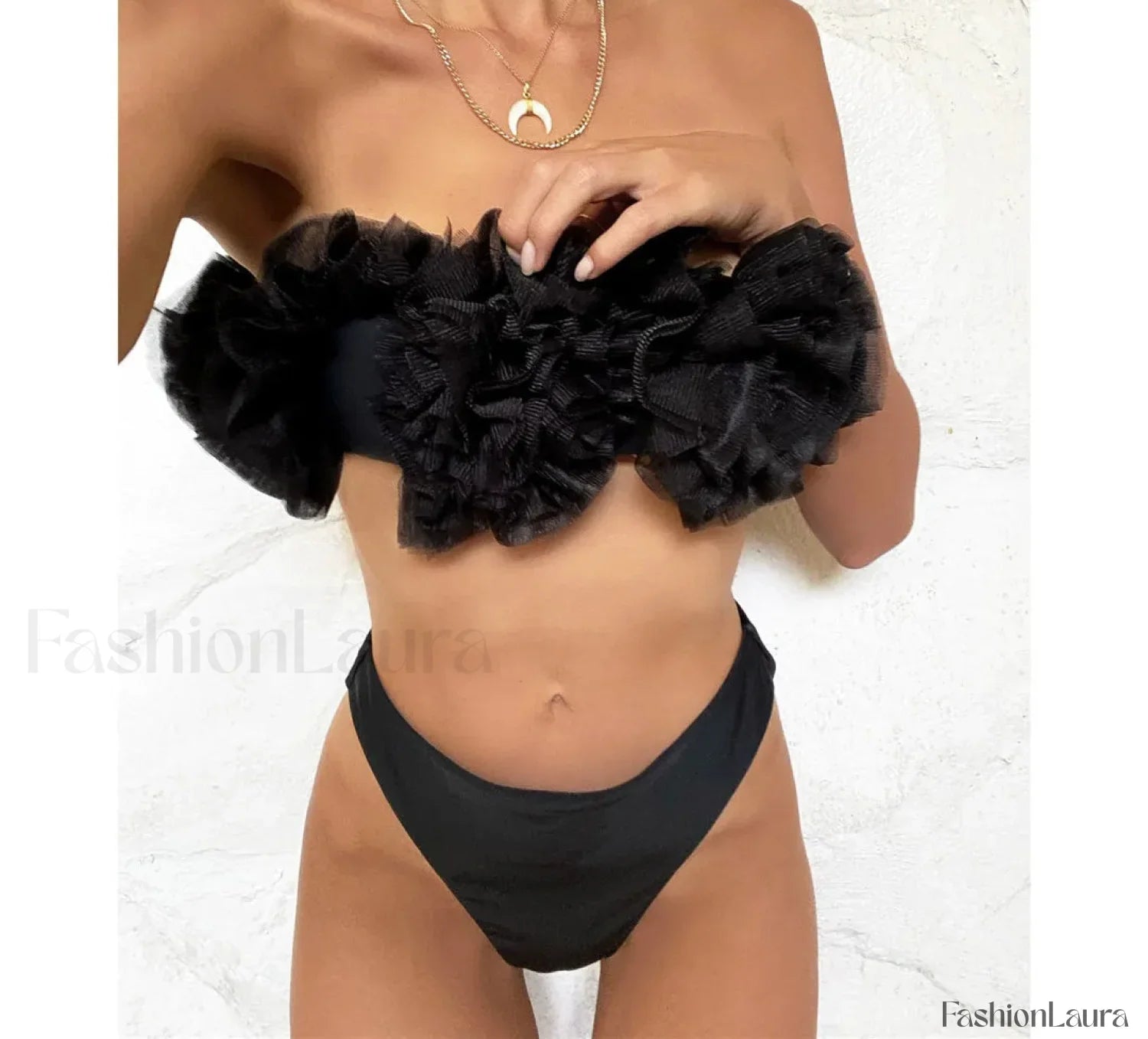 3D Flower Bandeau Bikini Set