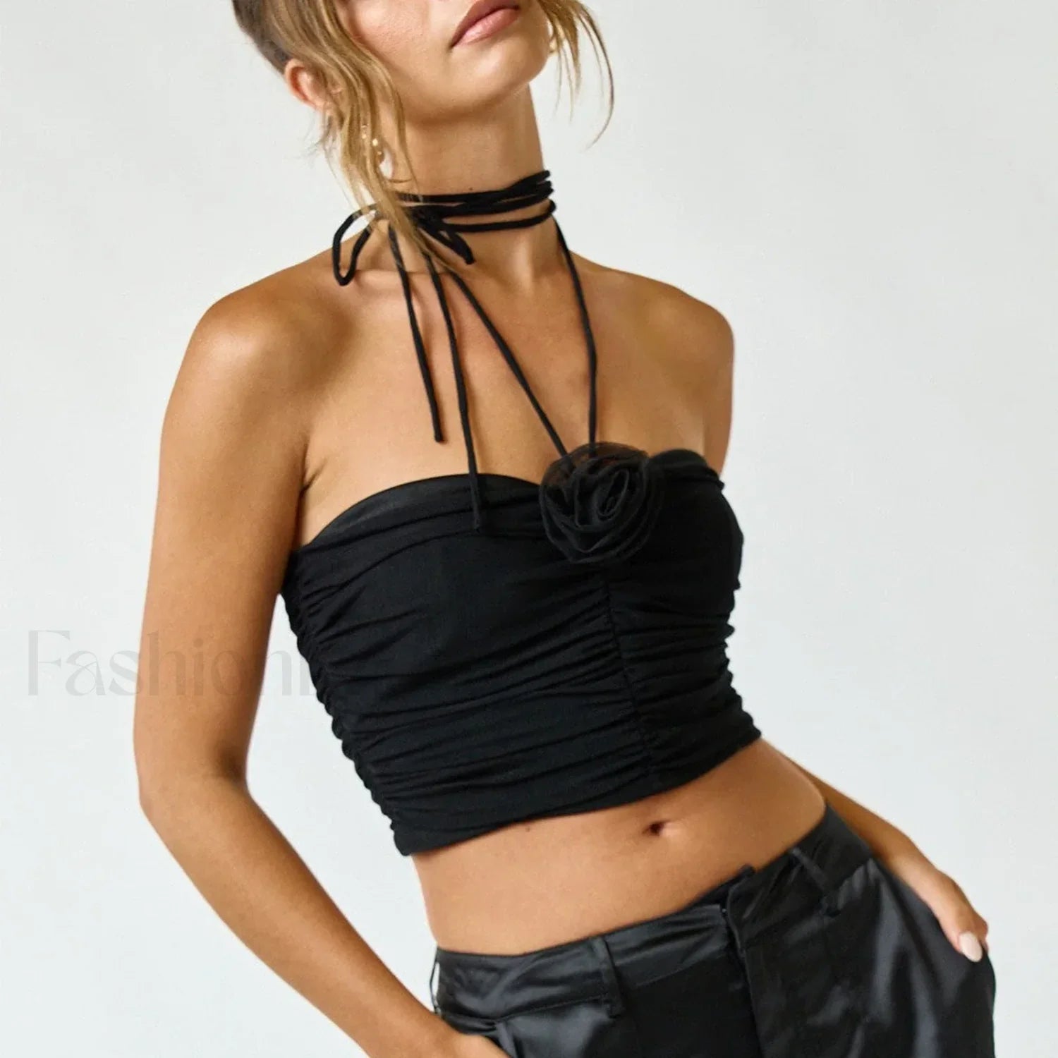 3D Flower Halter Crop Top