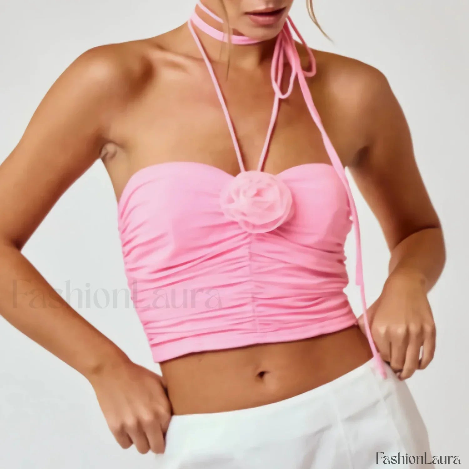 3D Flower Halter Crop Top