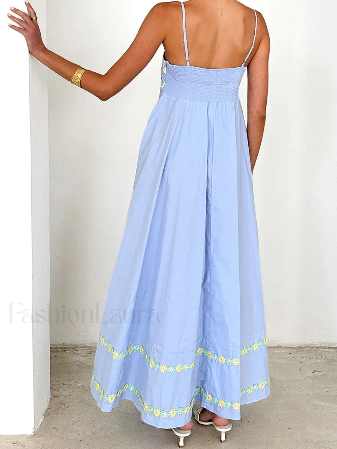 3D Flower Loose A-Line Maxi Dress