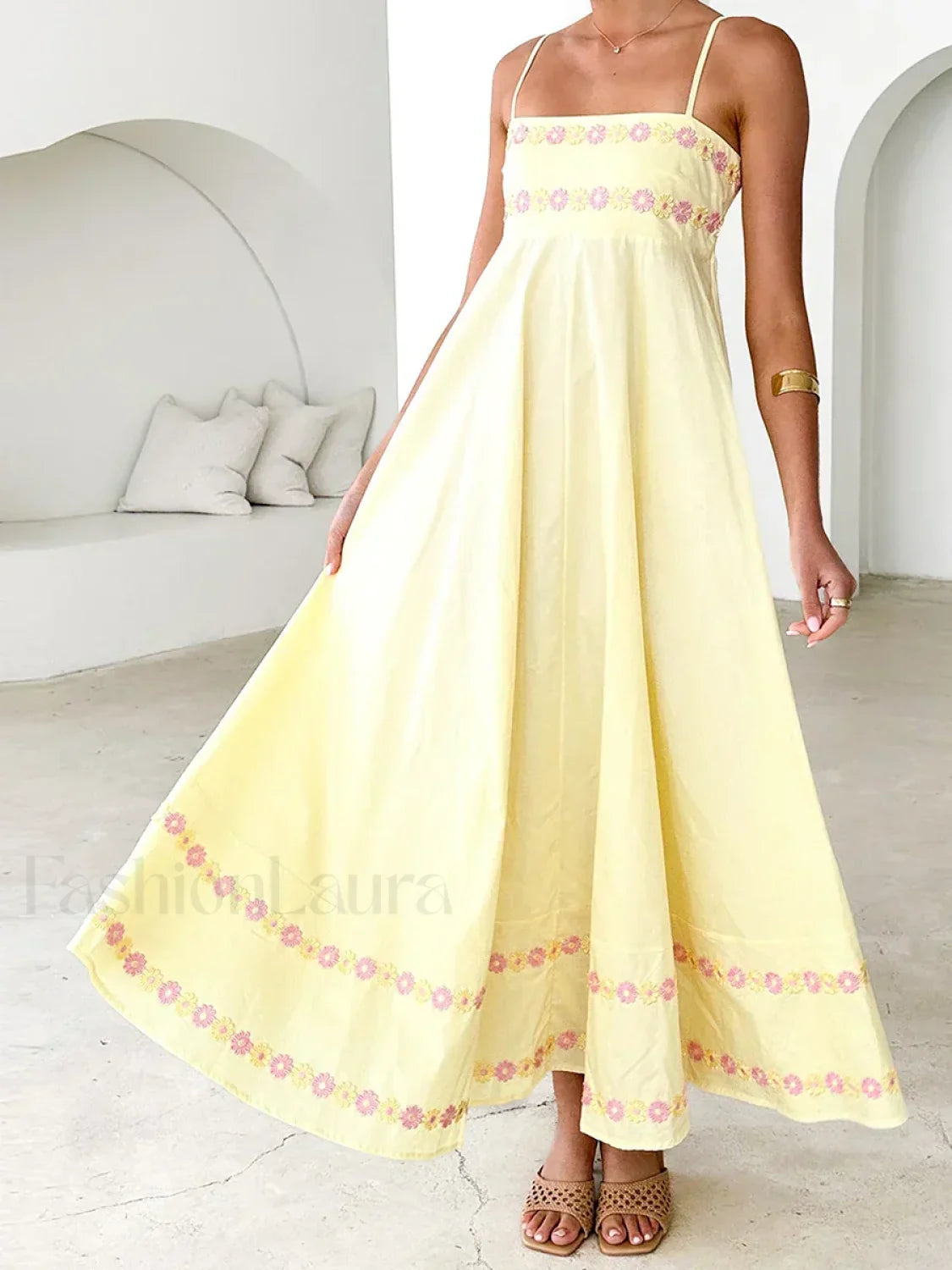 3D Flower Loose A-Line Maxi Dress