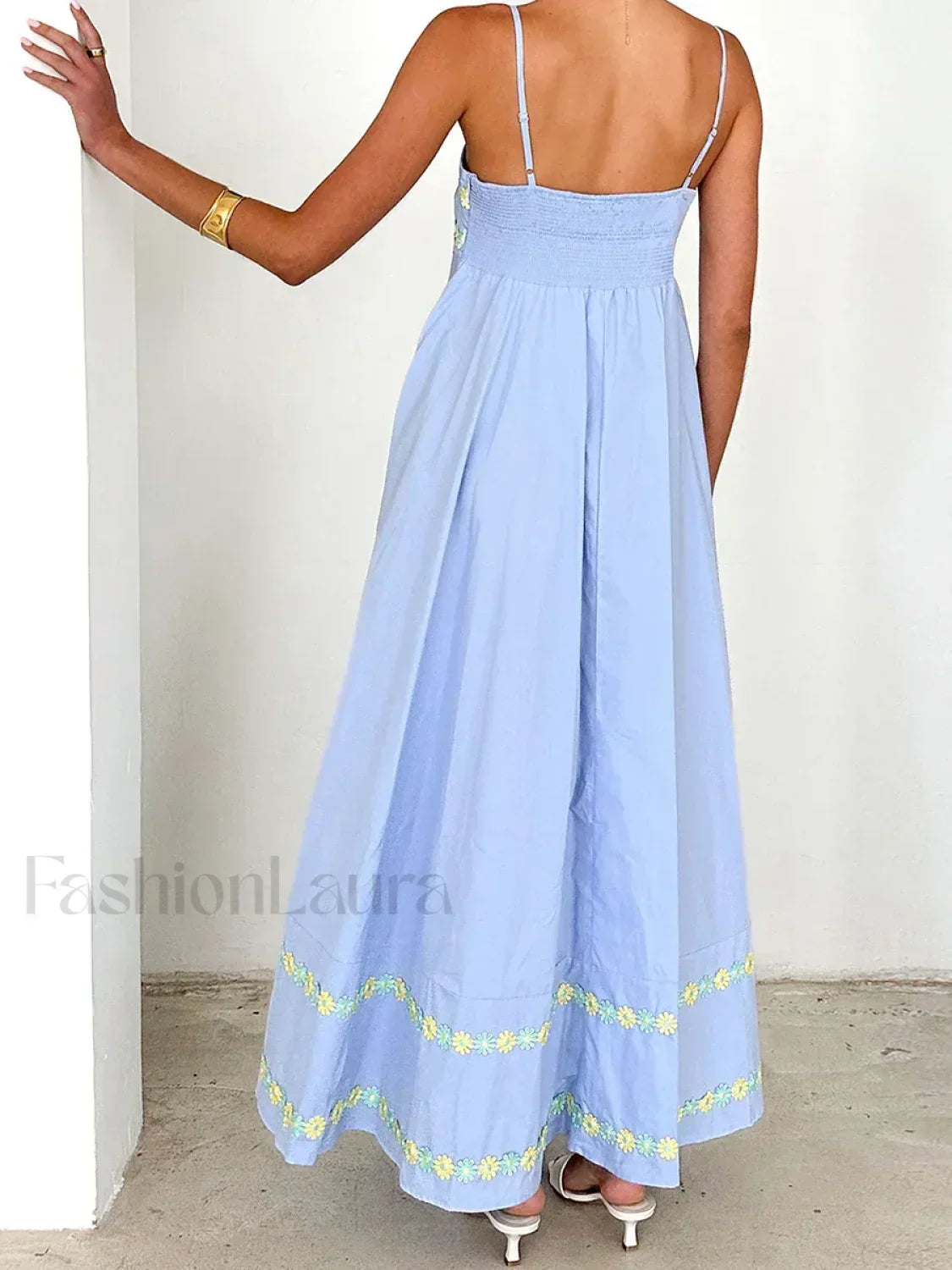 3D Flower Loose A-Line Maxi Dress