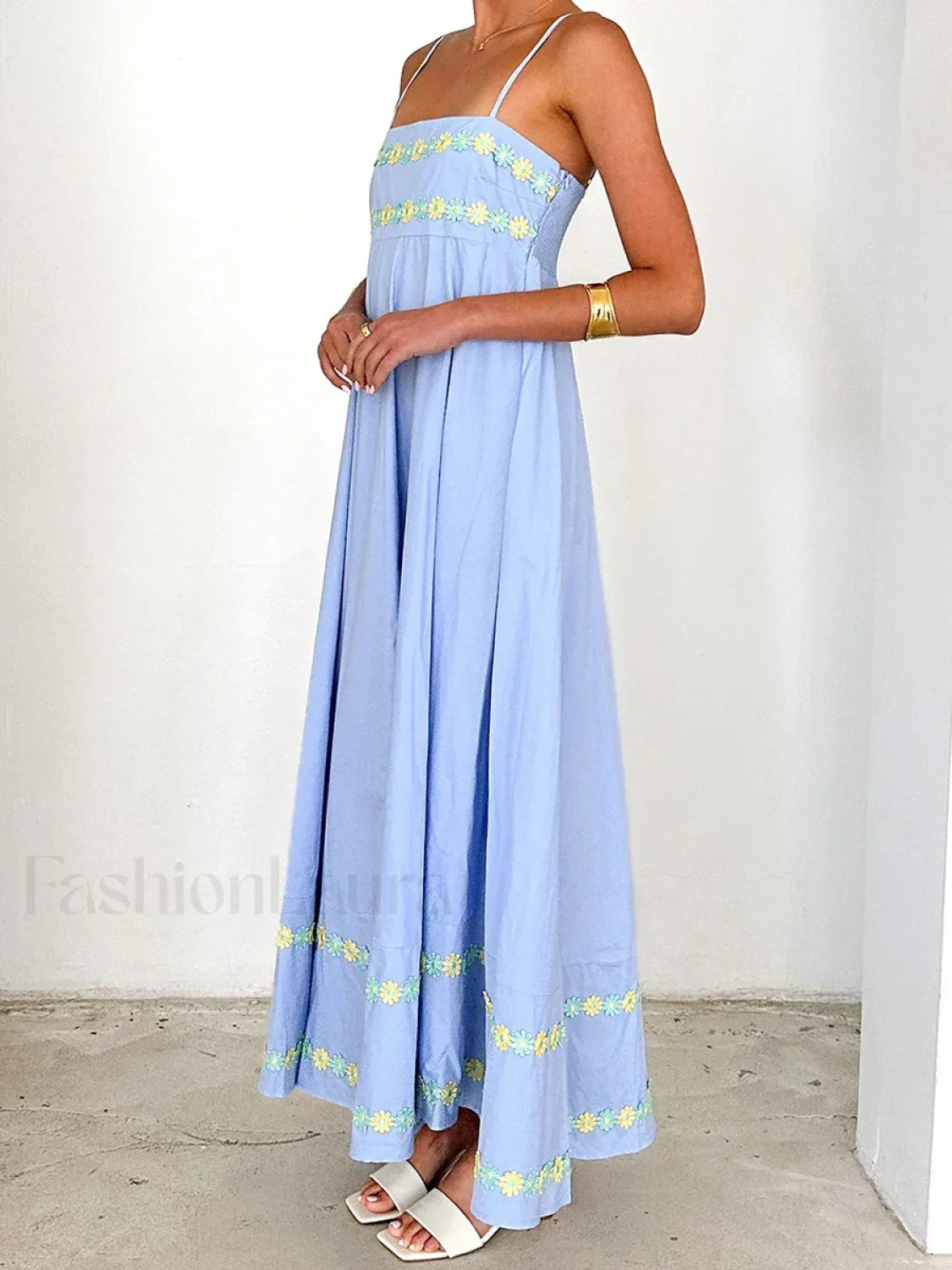 3D Flower Loose A-Line Maxi Dress