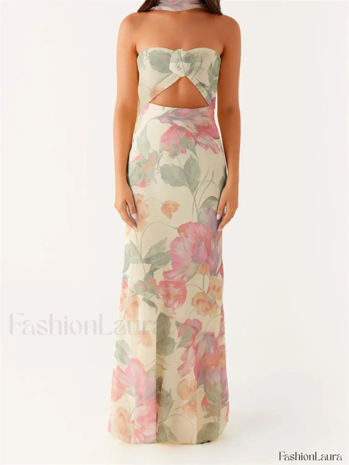 3D Flower Patchwork Tube Maxi Dress