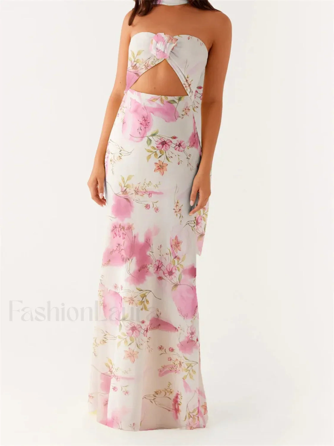 3D Flower Patchwork Tube Maxi Dress