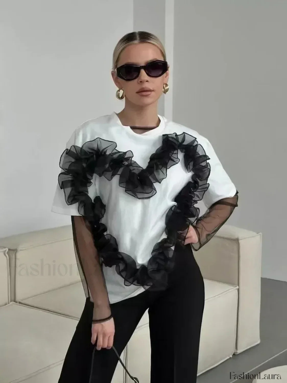 3D Love Flower Cotton T-Shirt