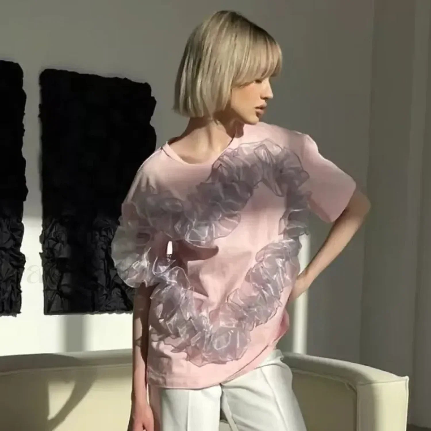 3D Love Flower Cotton T-Shirt