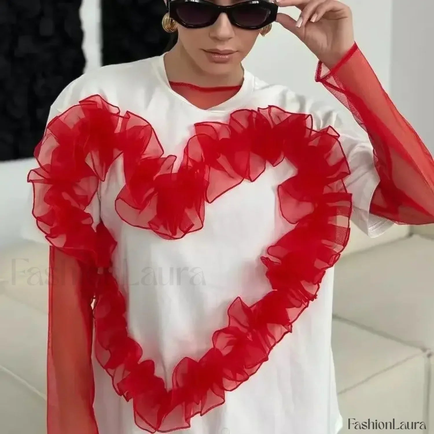 3D Love Flower Cotton T-Shirt