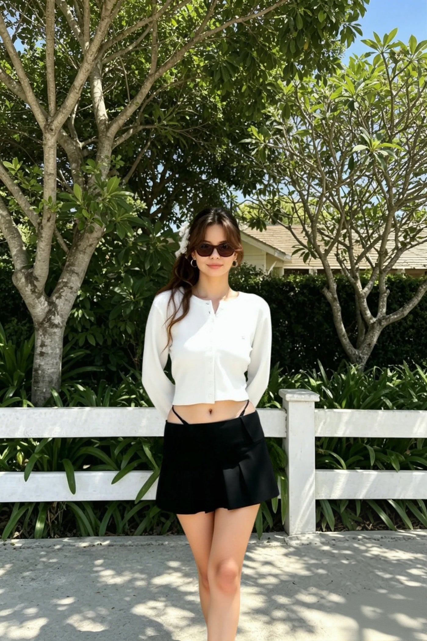 Embroidered Button Crop Cardigan