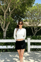 Embroidered Button Crop Cardigan
