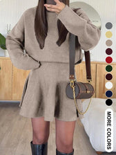High Neck Long Sleeve Ribbed Knit Mini Dress 7