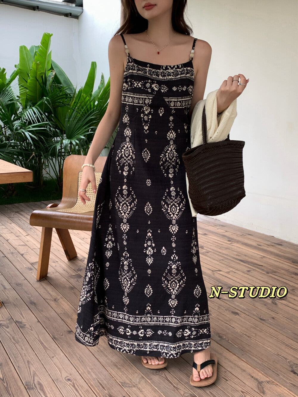Floral Print Spaghetti Strap Smocked Maxi Dress 9