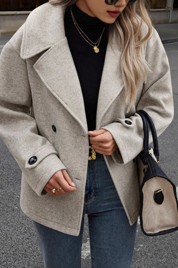 Cropped Wool Blend Oversized Coat