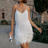 Sequin Fringe Feather V-Neck Mini Dress 23