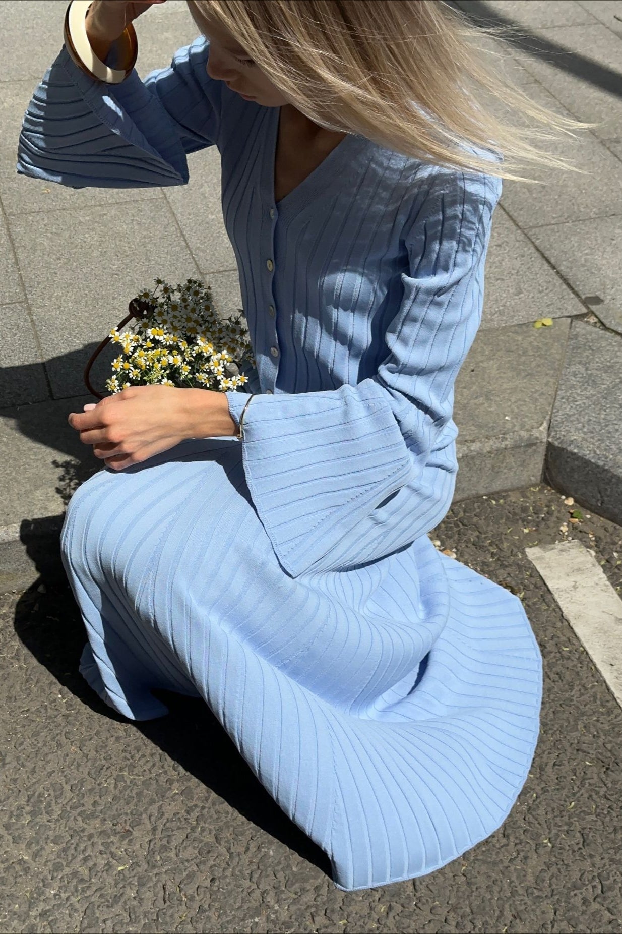 Two-Piece Bell Sleeve Knit Sweater Dress