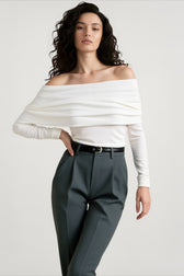 Off Shoulder Slim Knit Sweater