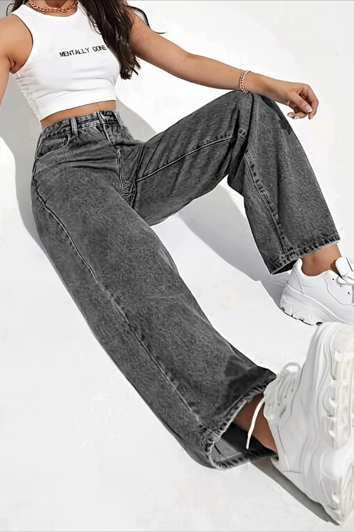 High-Waist Straight-Leg Denim Jeans